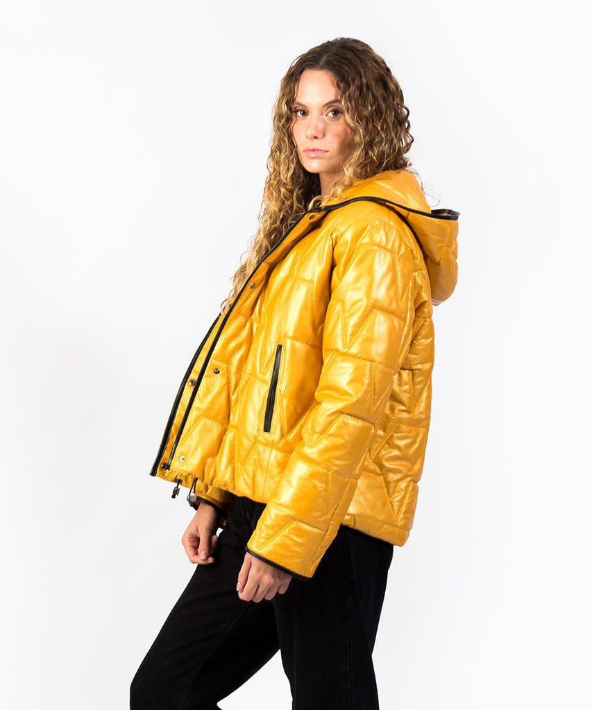 Chaqueta acolchada piel metalizada