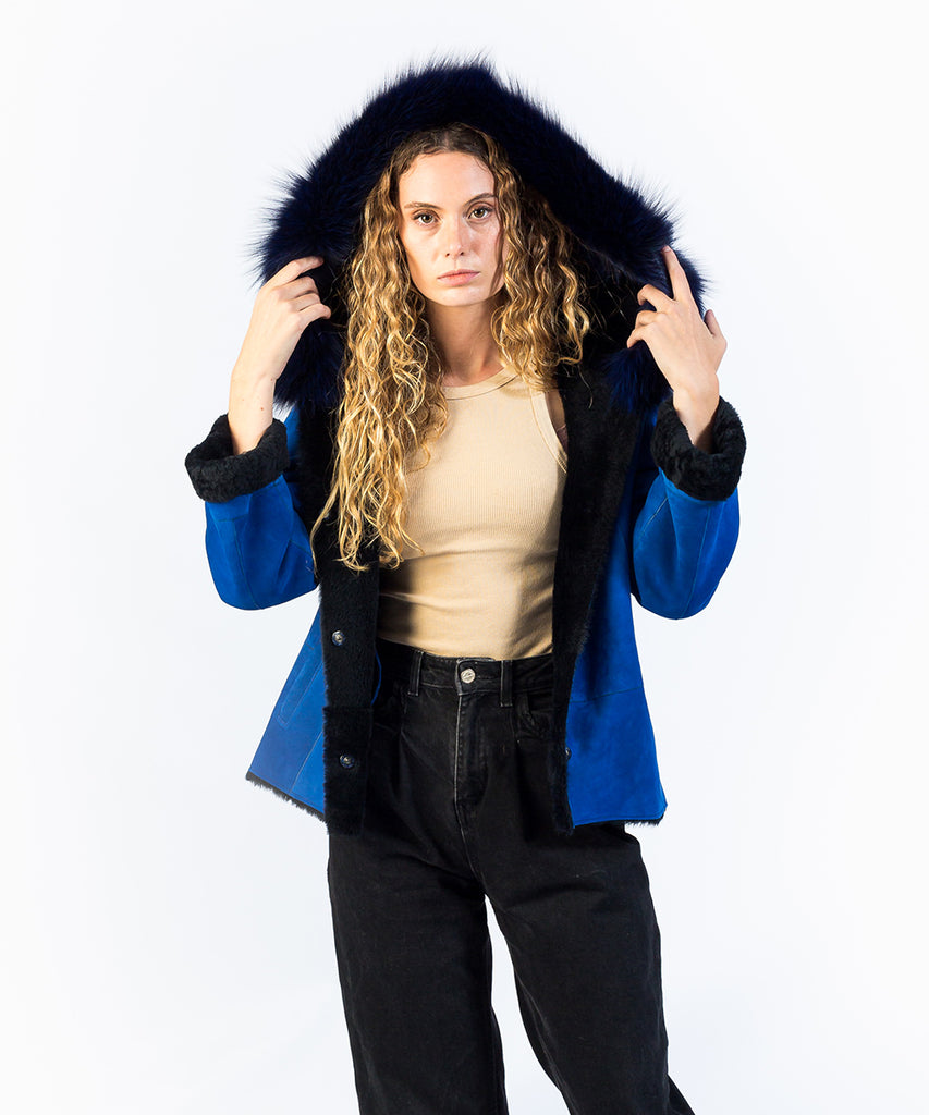 Chaqueta doble faz azul