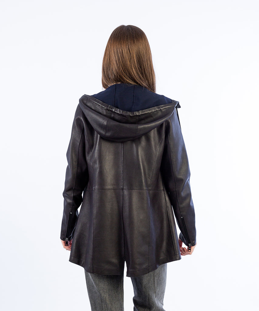 Chaqueta larga piel-técnico