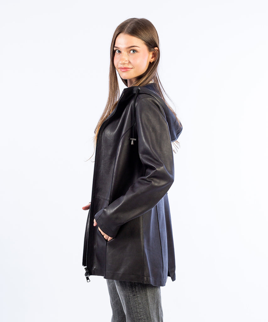 Chaqueta larga piel-técnico