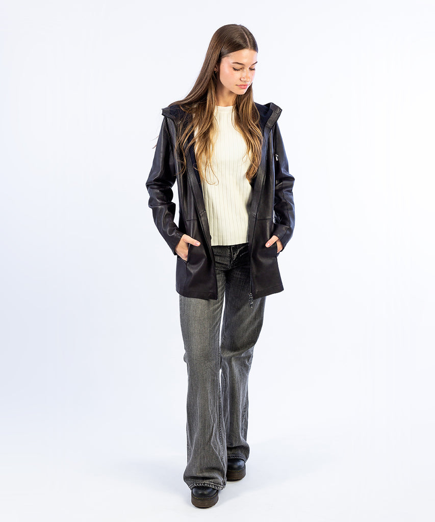 Chaqueta larga piel-técnico