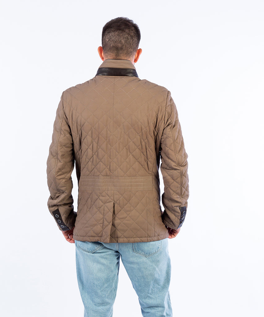 Chaqueta de napa acolchada rombos contraste