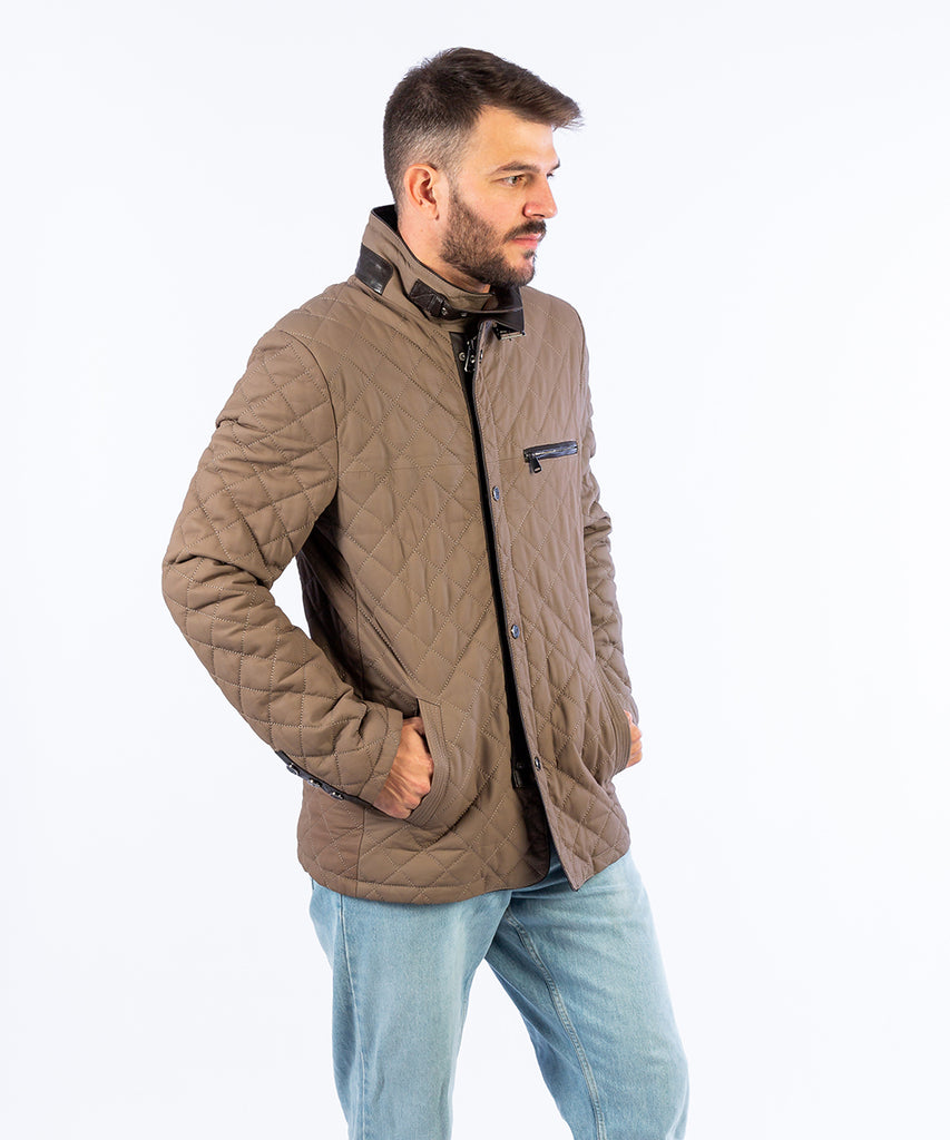 Chaqueta de napa acolchada rombos contraste