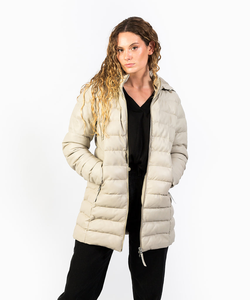 Chaqueta acolchada entallada piel