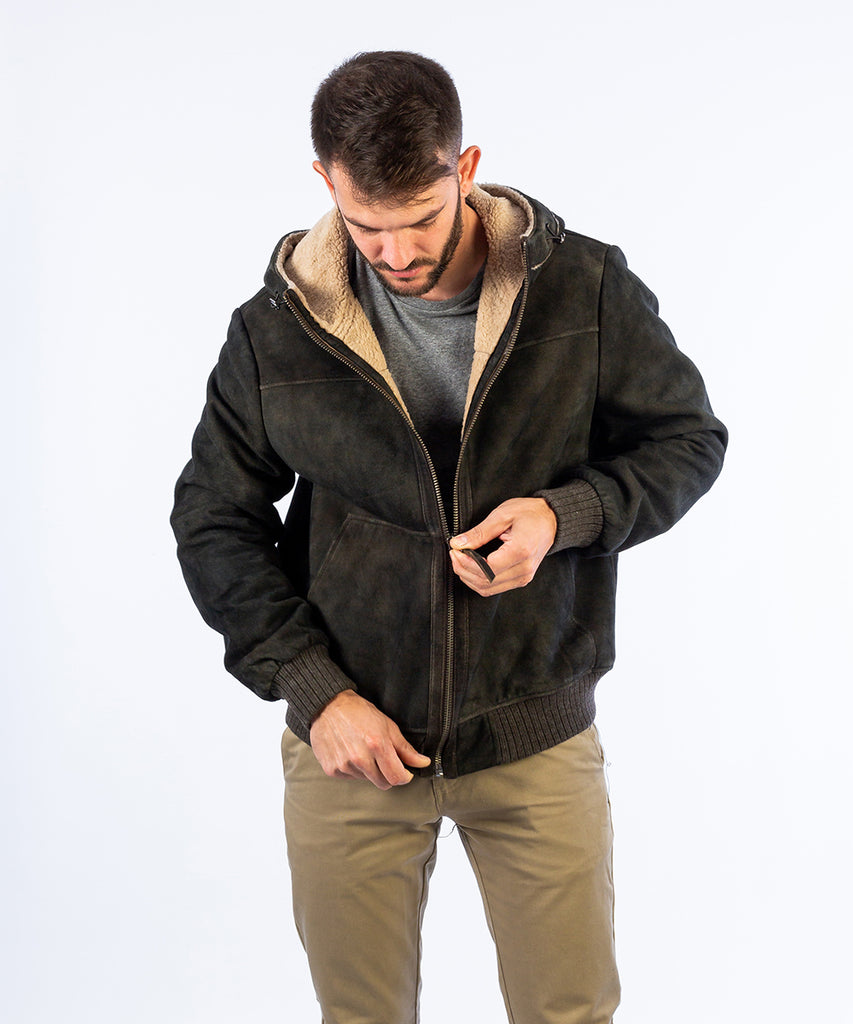 Chaqueta piel ante interior textil