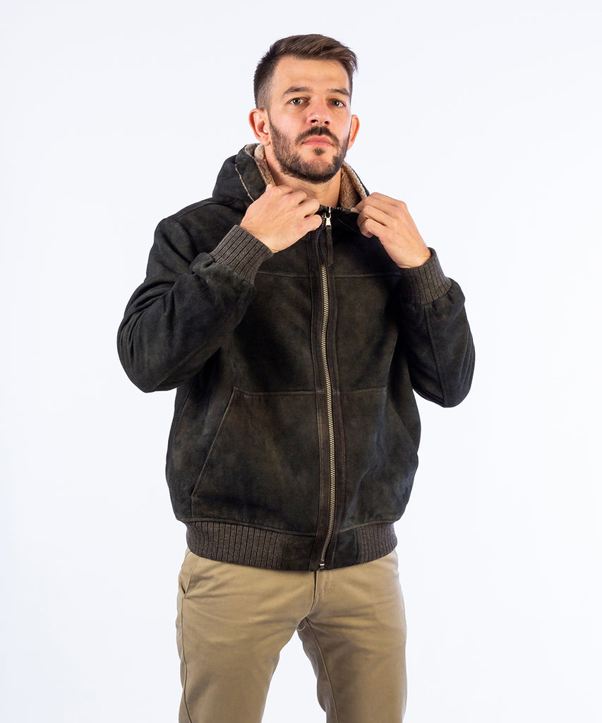 Chaqueta piel ante interior textil