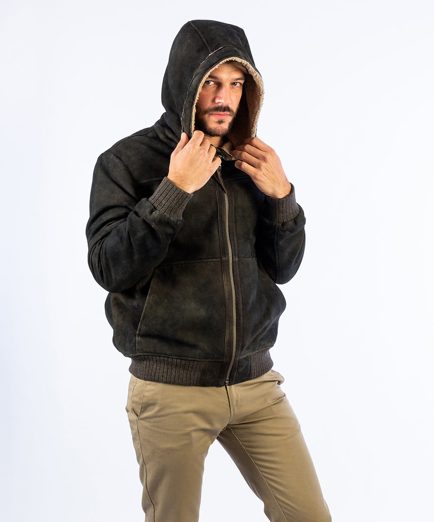 Chaqueta piel ante interior textil