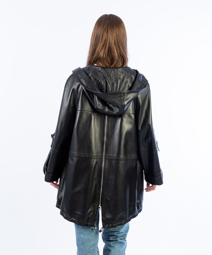 Chaqueta piel detalle cremallera