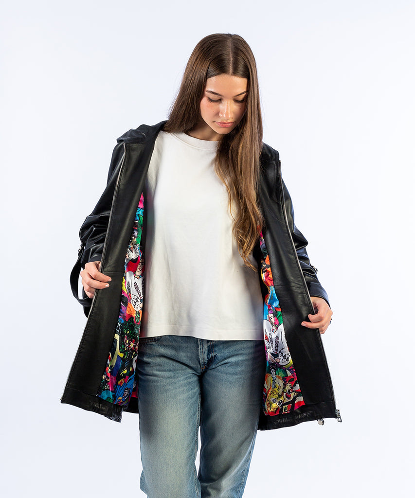 Chaqueta piel detalle cremallera