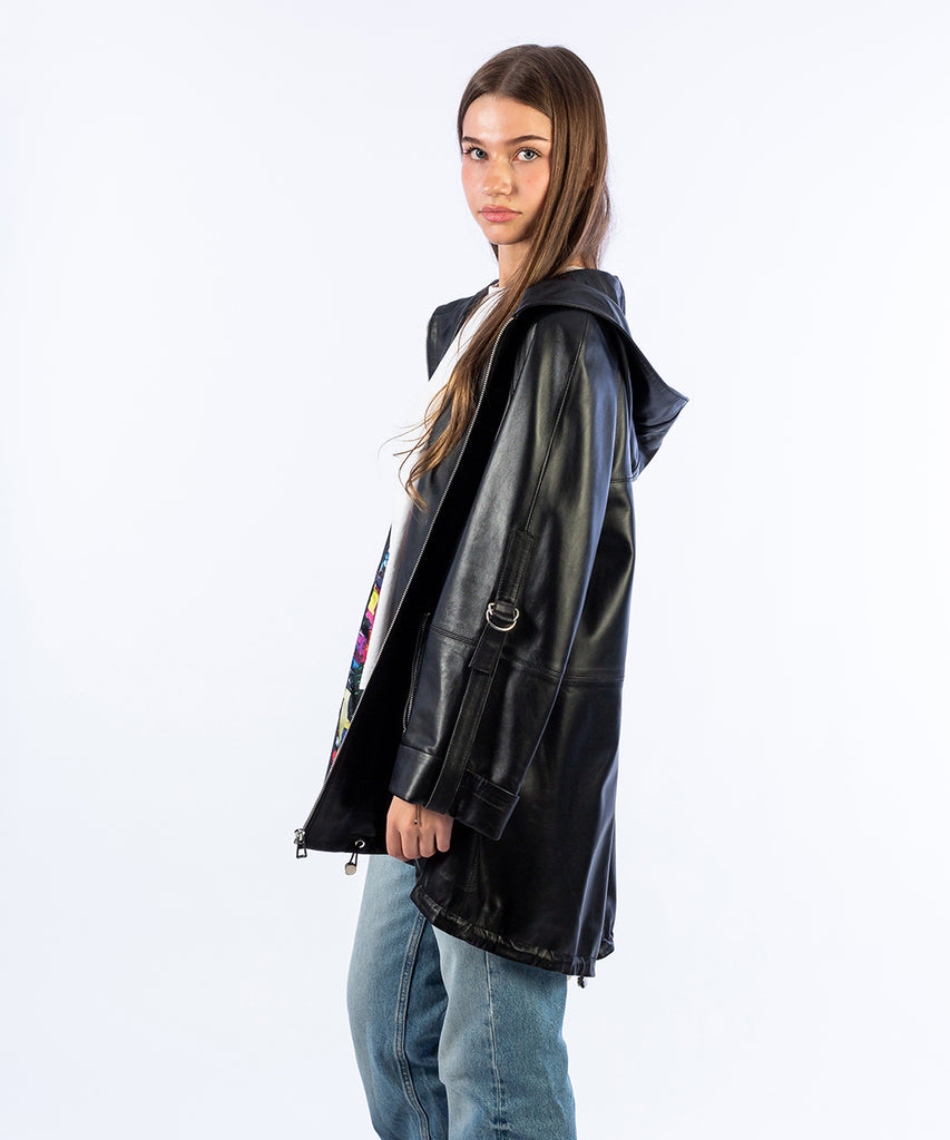 Chaqueta piel detalle cremallera