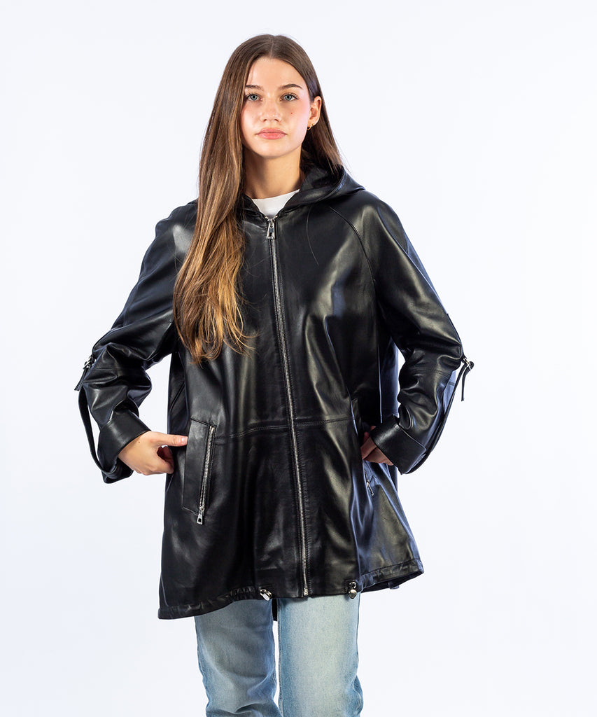 Chaqueta piel detalle cremallera