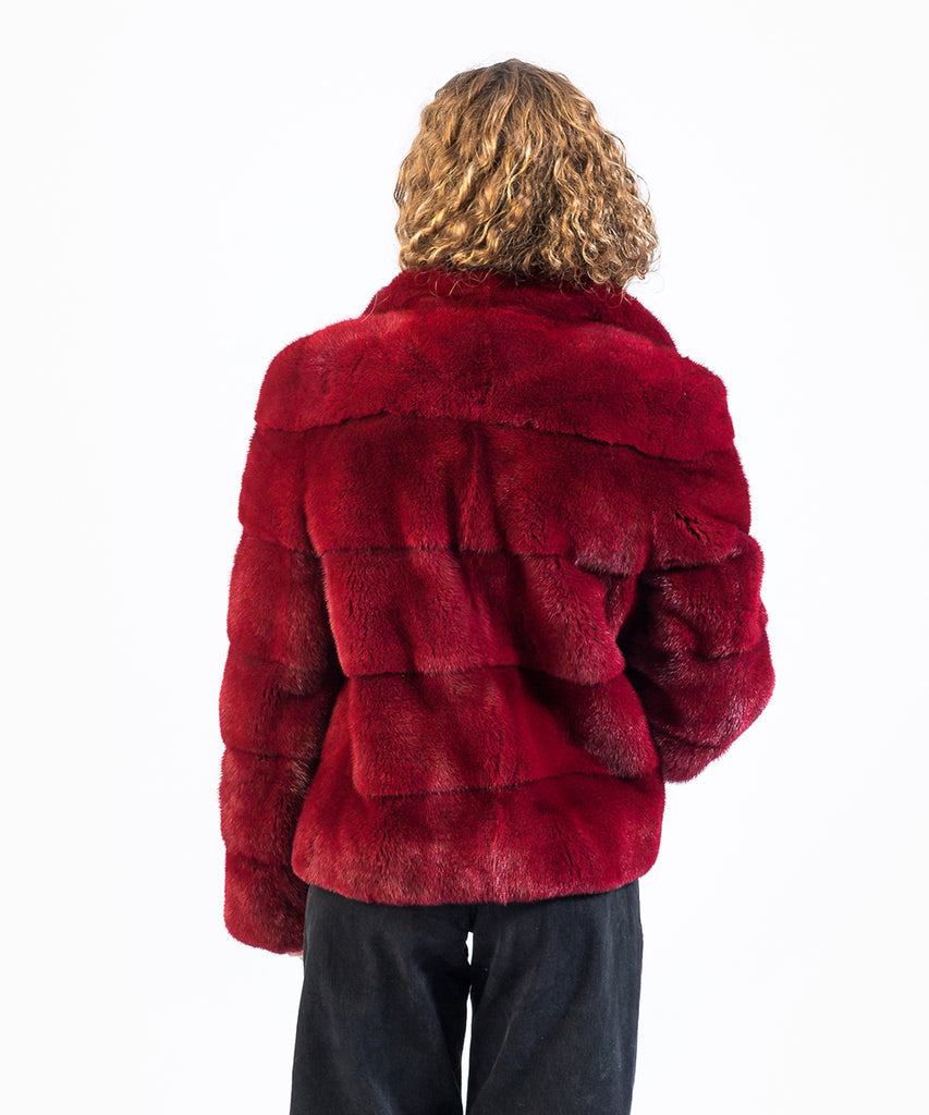 Chaqueta visón burdeos reversible