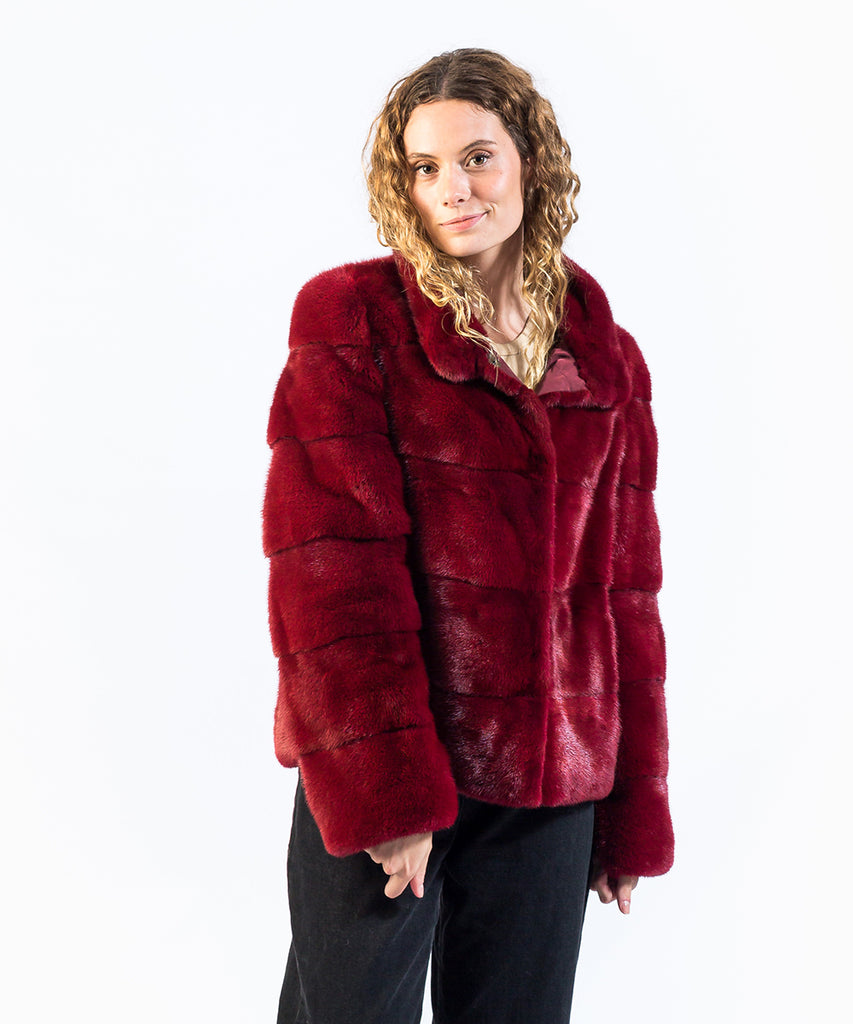 Chaqueta visón burdeos reversible