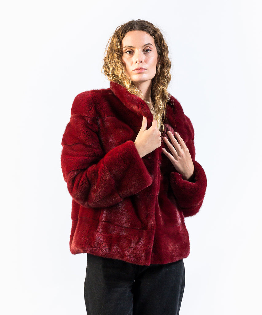 Chaqueta visón burdeos reversible