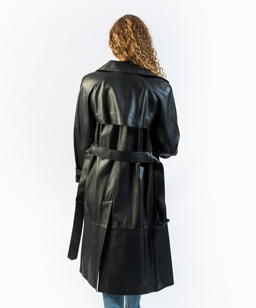 Gabardina piel trench clásica 