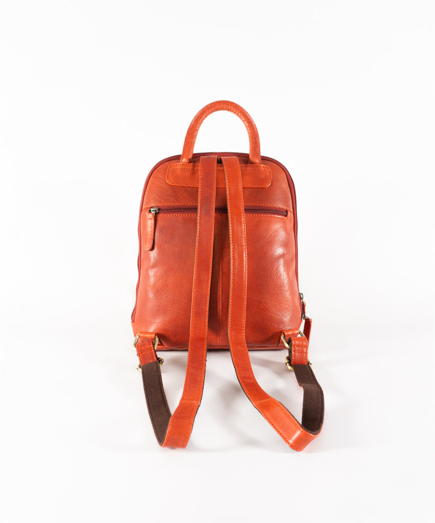 Mochila cuero rojo trenzado