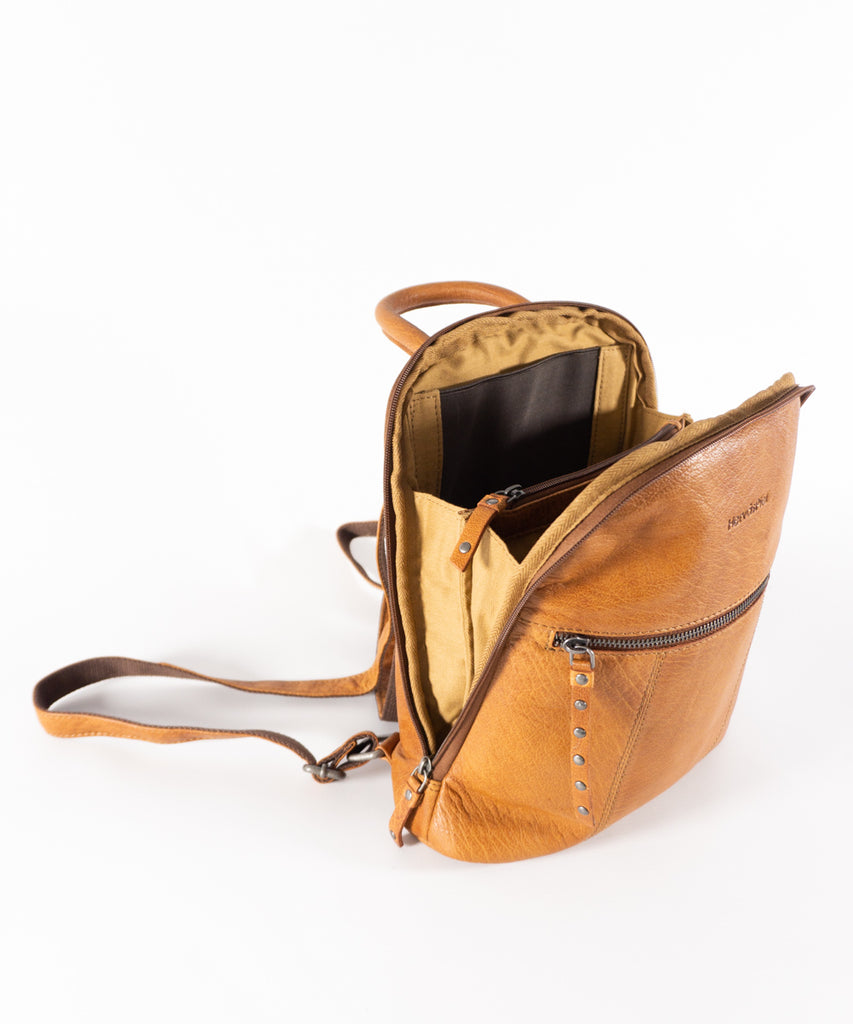 Mochila piel encerada camel