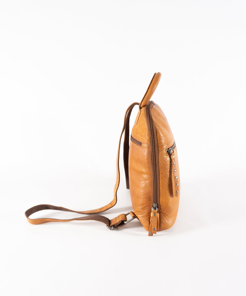 Mochila piel encerada camel