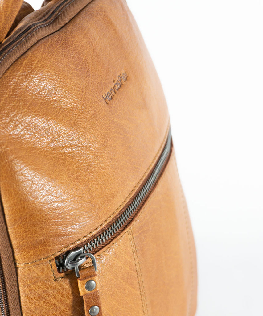 Mochila piel encerada camel