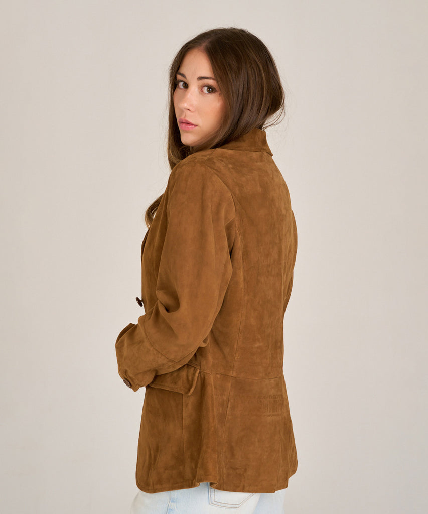 Chaqueta americana de ante camel para mujer Hervás Piel
