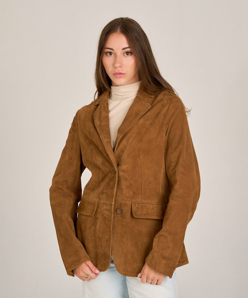 Chaqueta americana de ante camel para mujer Hervás Piel