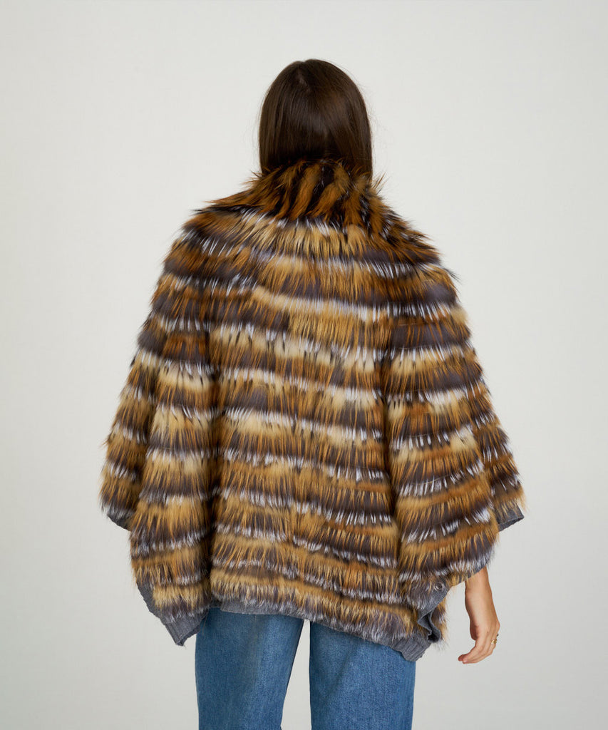 Capa de zorro multicolor de piel natural