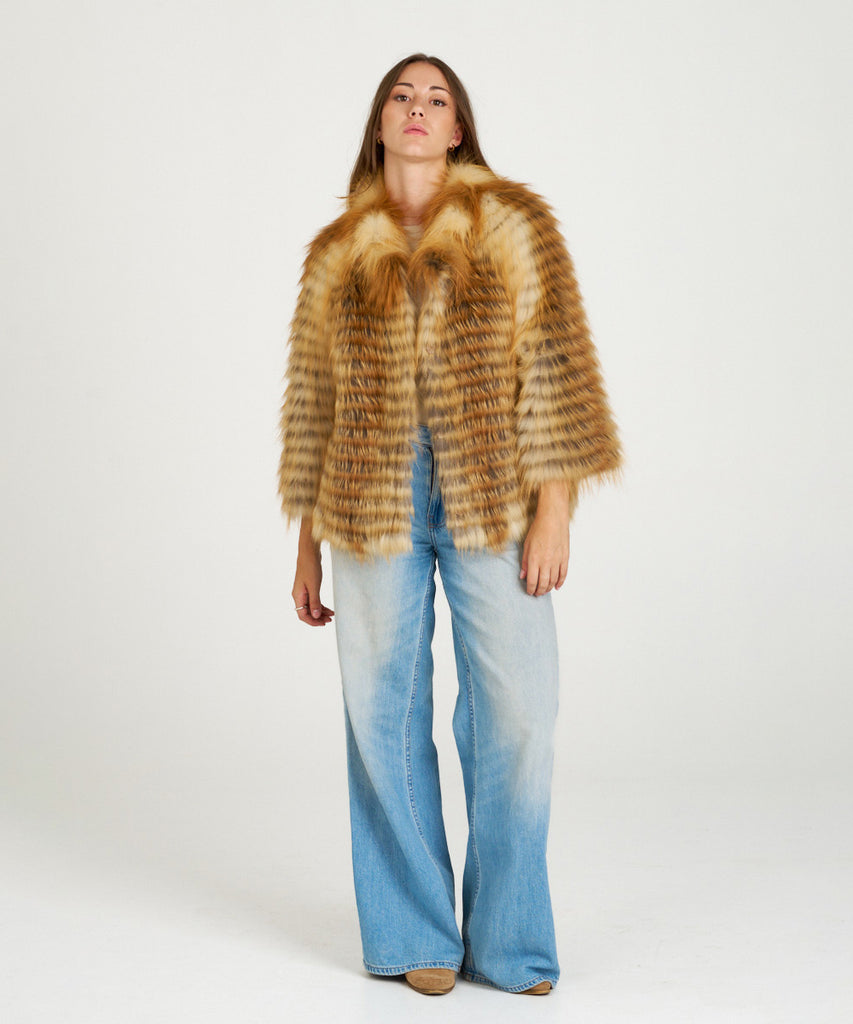 Chaqueta de zorro encintado de piel de pelo natural