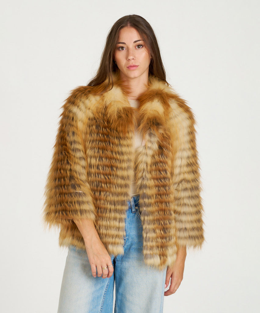 Chaqueta de zorro encintado de piel de pelo natural