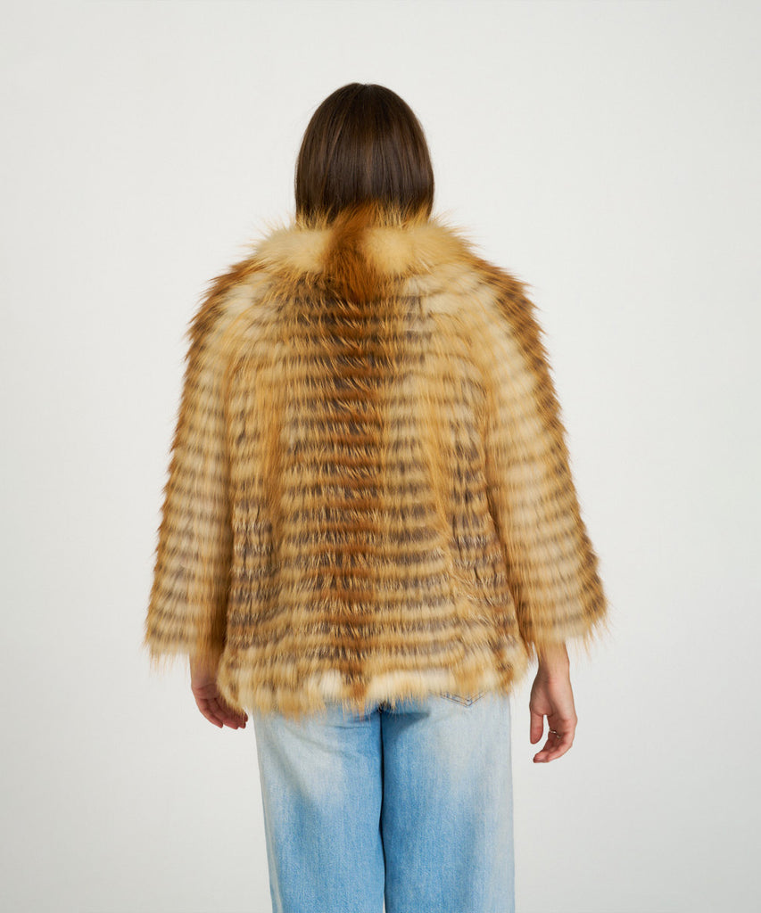 Chaqueta de zorro encintado de piel de pelo natural