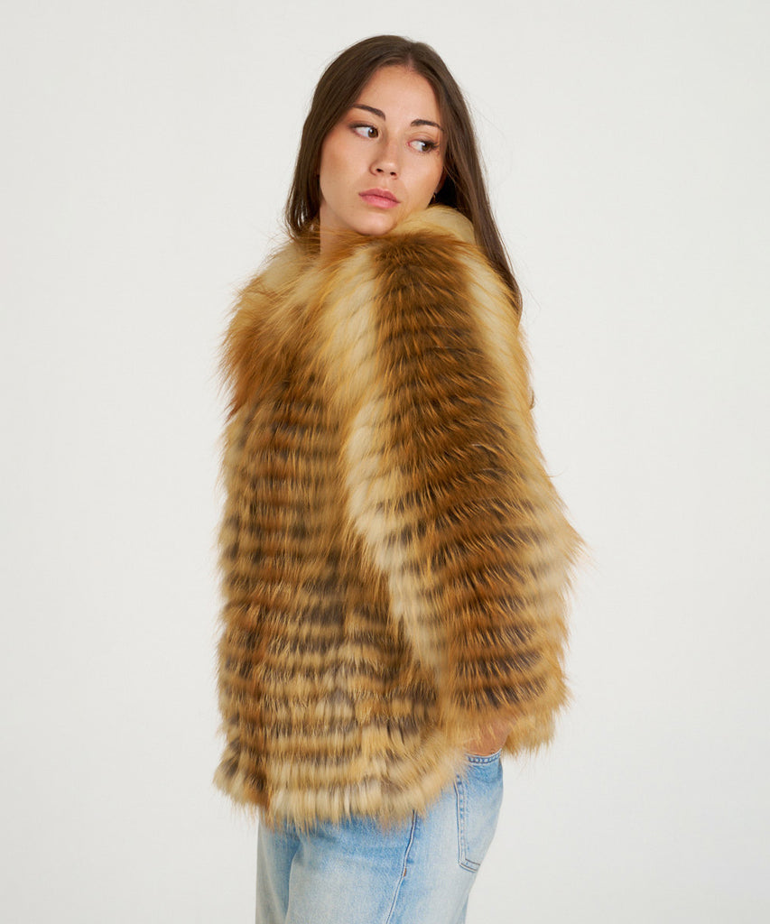 Chaqueta de zorro encintado de piel de pelo natural