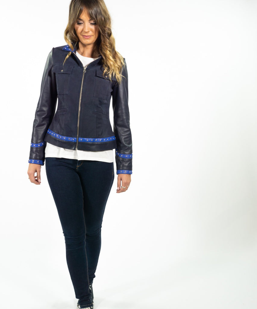 Chaqueta nobuck niquel tacks