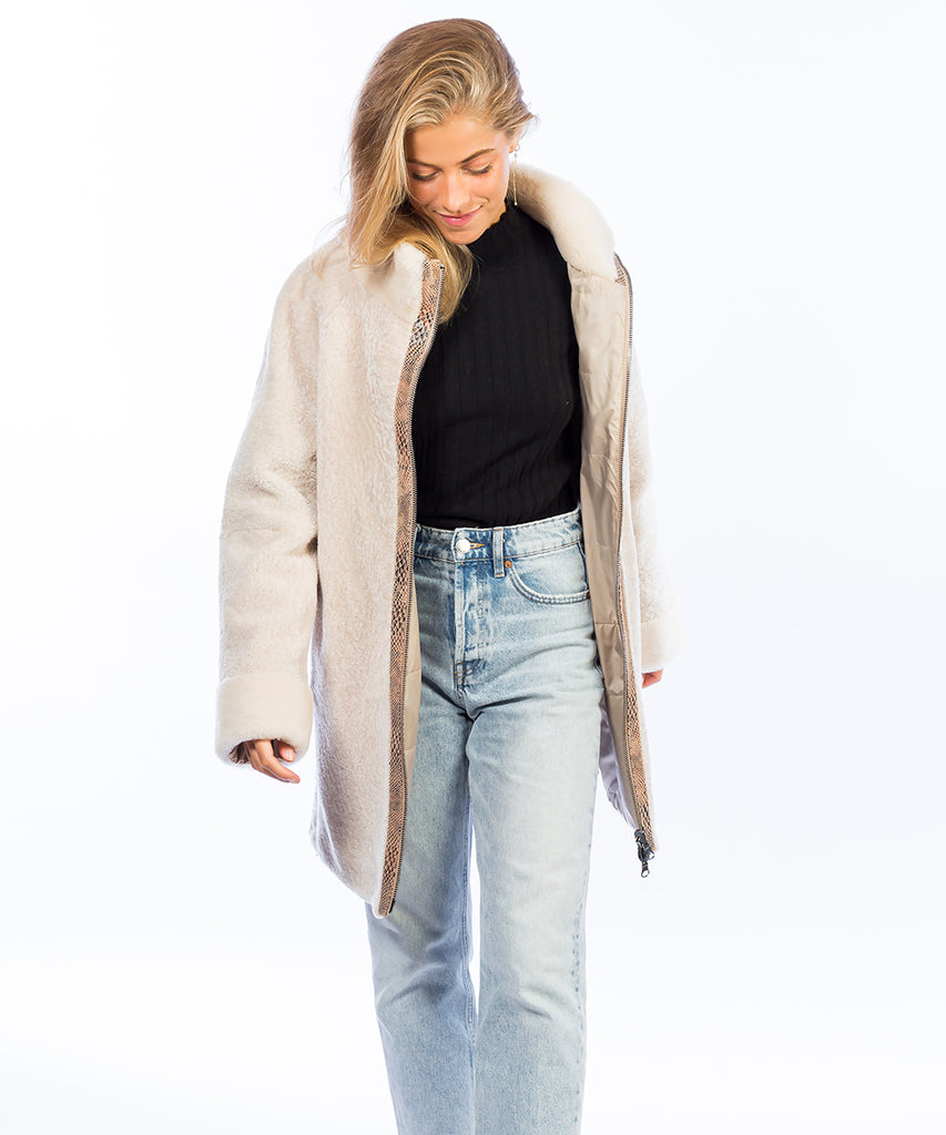 Abrigo largo doble faz piel