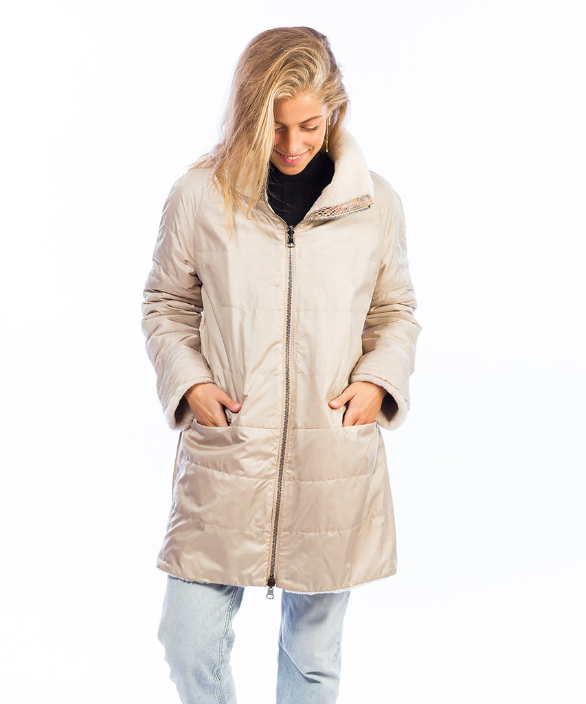 Abrigo largo doble faz piel