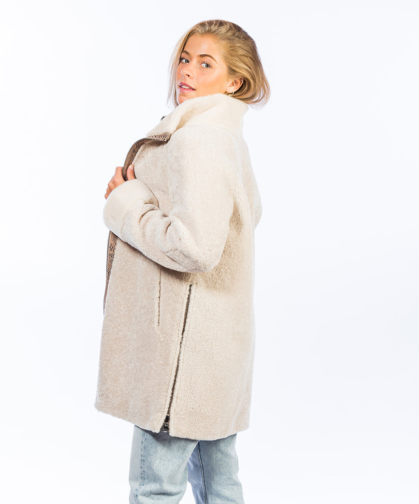 Abrigo largo doble faz piel