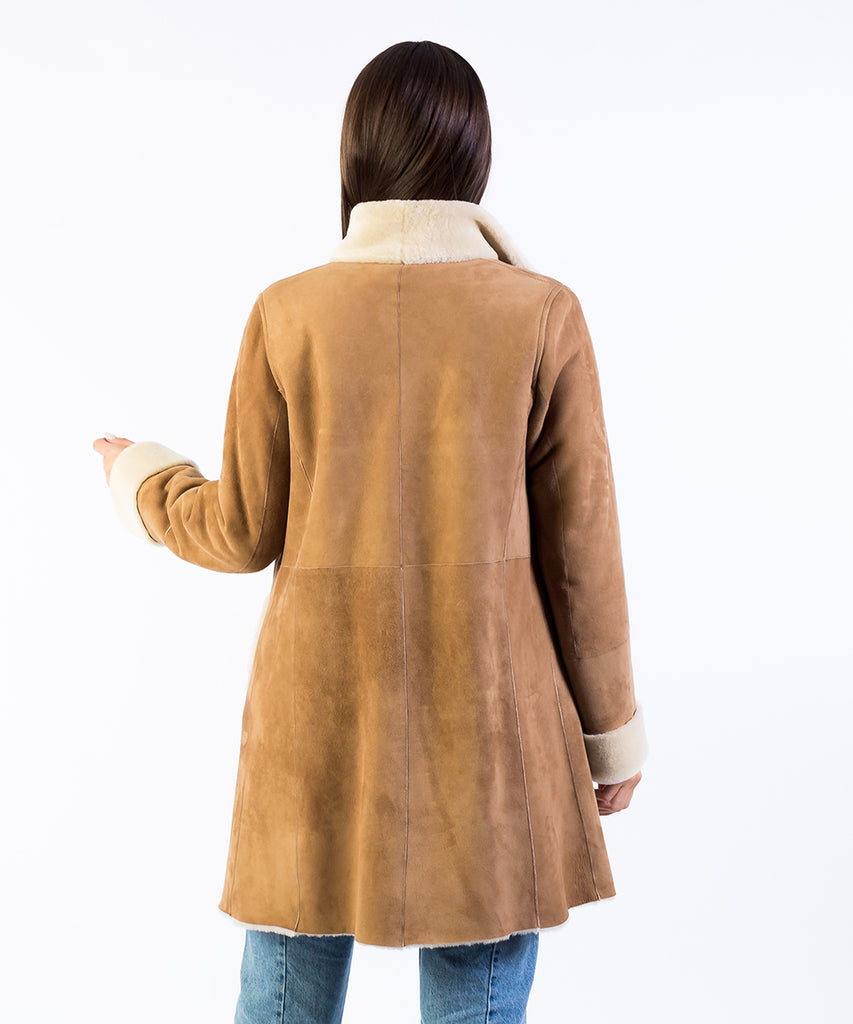 Abrigo mouton piel acabado ante