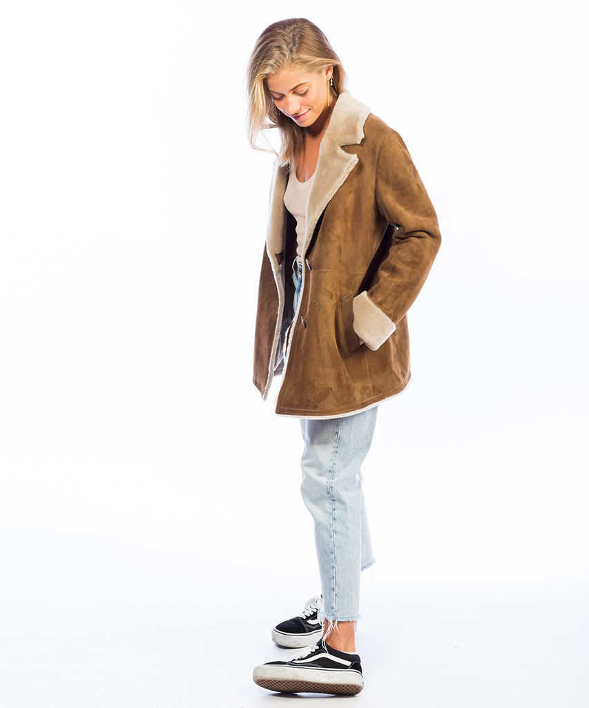 Abrigo piel cuello solapa mujer