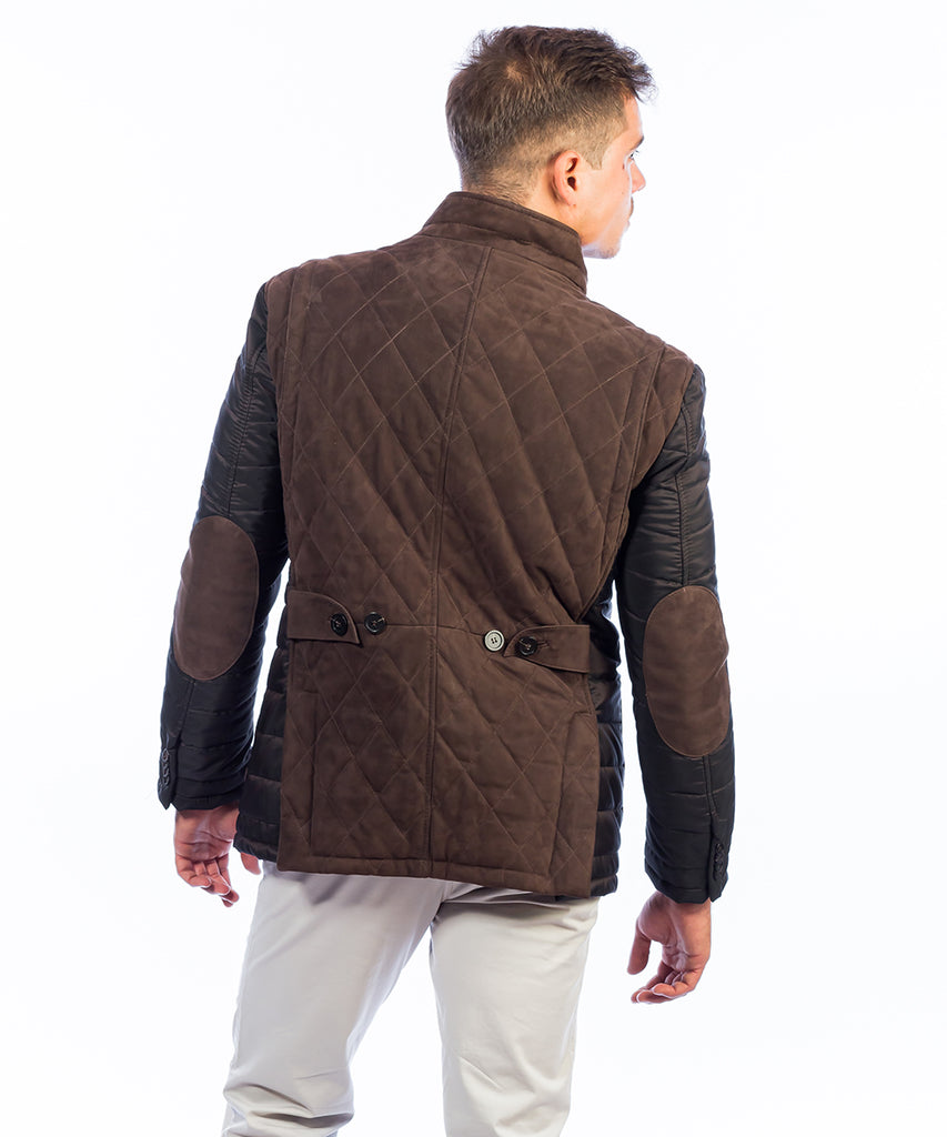 Americana de piel en nobuck para hombre