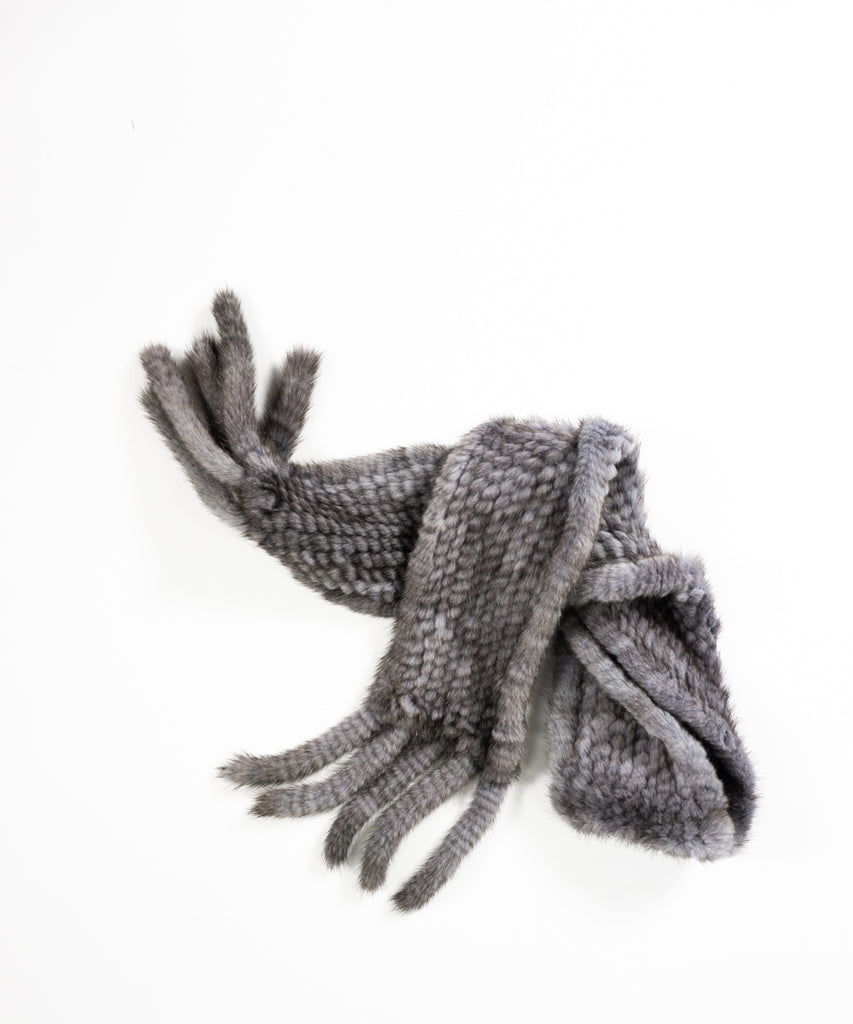 Bufanda visón tricotado gris2