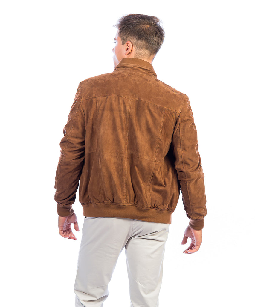 Cazadora de ante estilo bomber para hombre