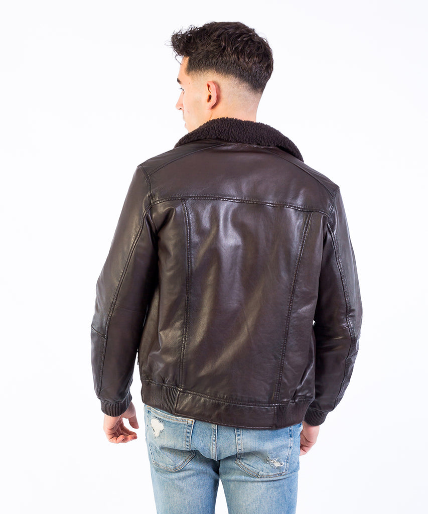 Cazadora aviador acolchada piel