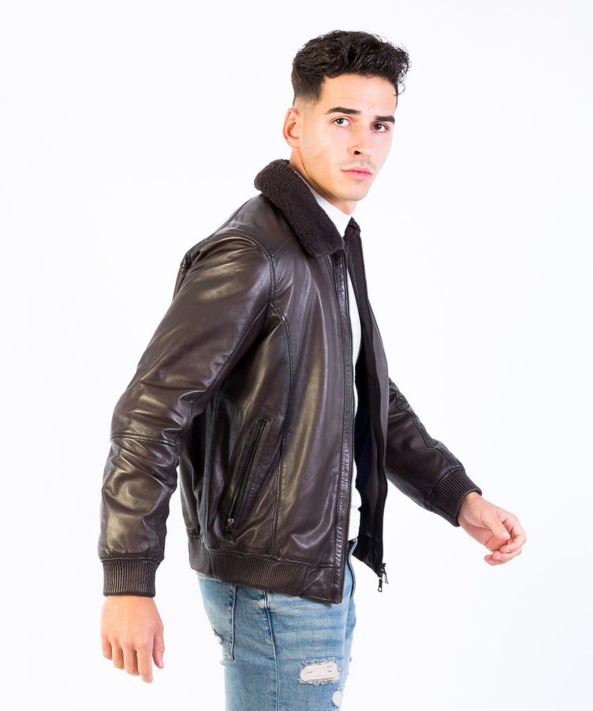 Cazadora aviador acolchada piel