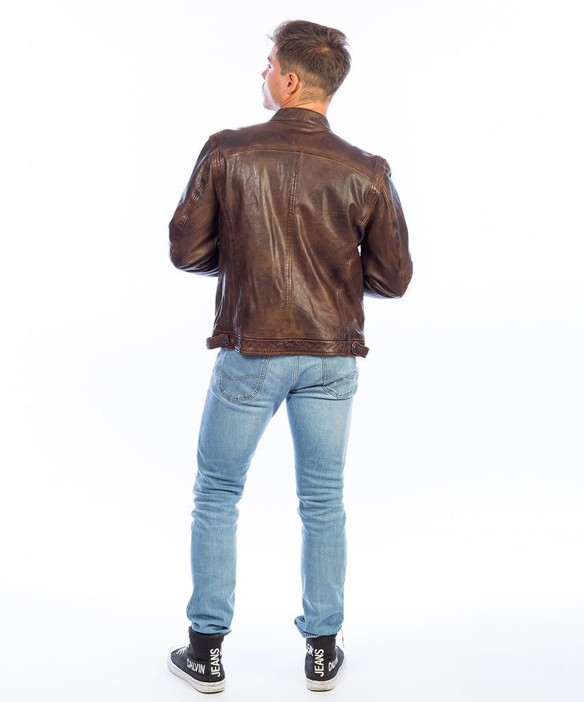 Cazadora cuero envejecido hombre