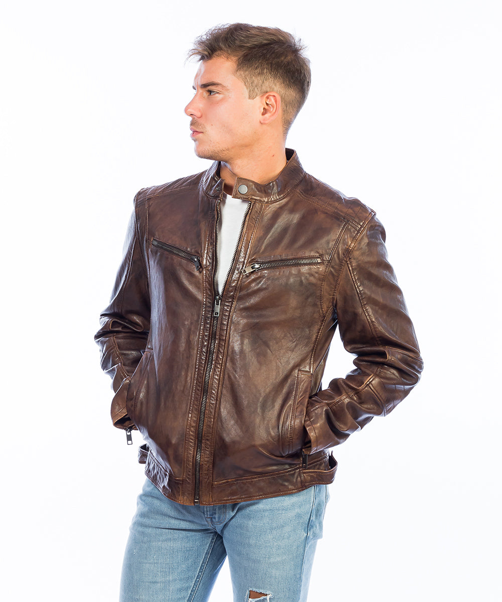 cazadora cuero envejecido