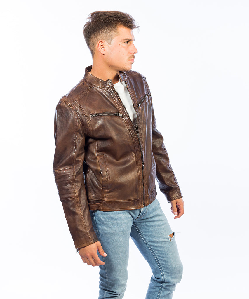 Cazadora cuero envejecido hombre