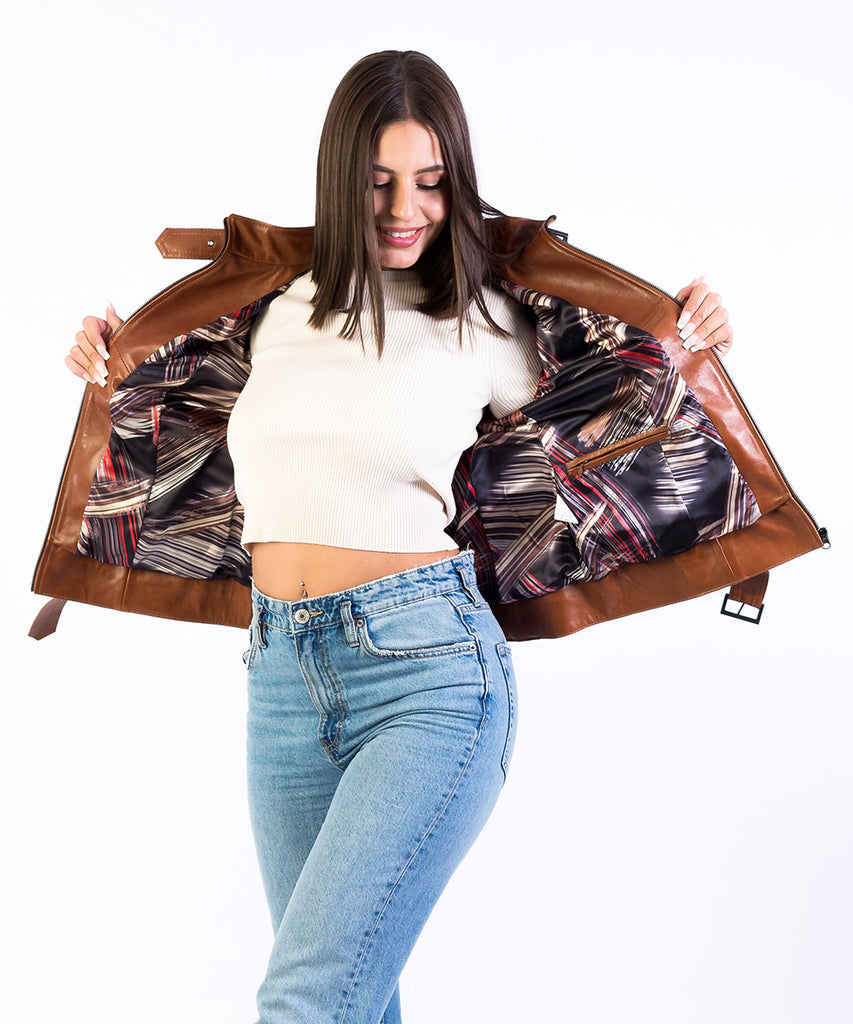 Cazadora cuero piel mujer