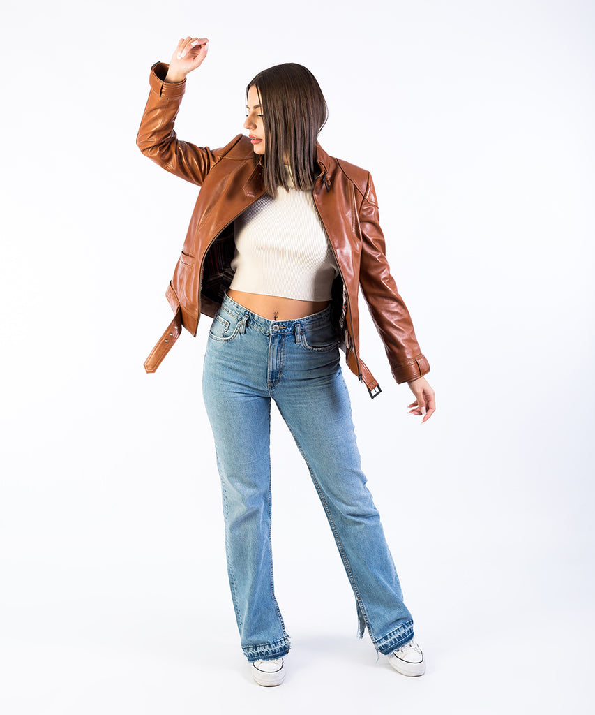 Cazadora cuero piel mujer