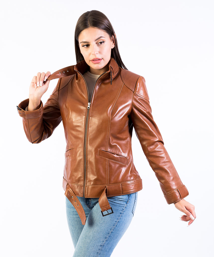 Cazadora cuero piel mujer