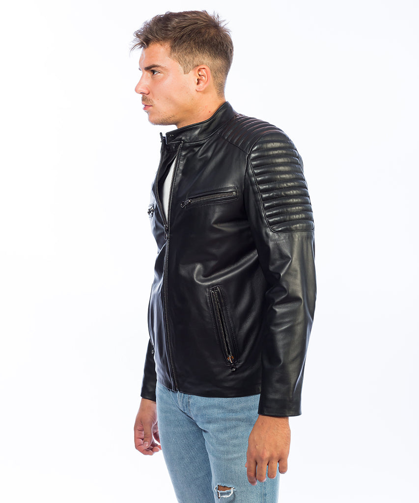 Cazadora de napa estilo biker