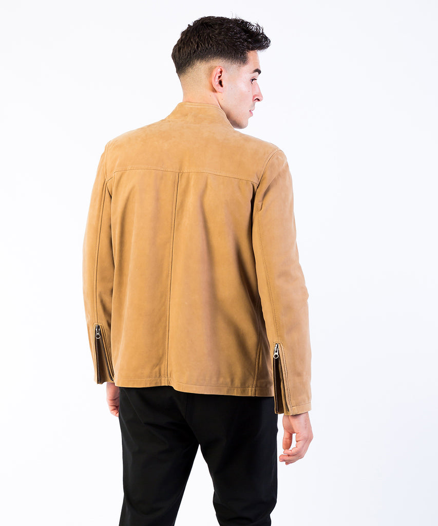 Cazadora piel nobuck hombre