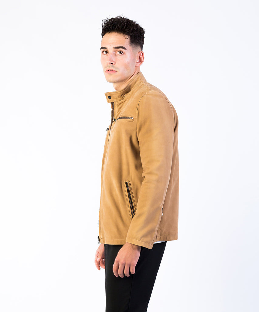 Cazadora piel nobuck hombre